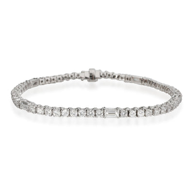 Graff Classic Emerald and Round Diamond Tennis Bracelet in Platinum 5.00 CTW