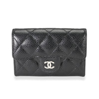 Chanel Black Quilted Caviar Classic Flap Card Holder