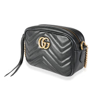 Gucci Black Matelassé Leather Small GG Marmont Shoulder Bag