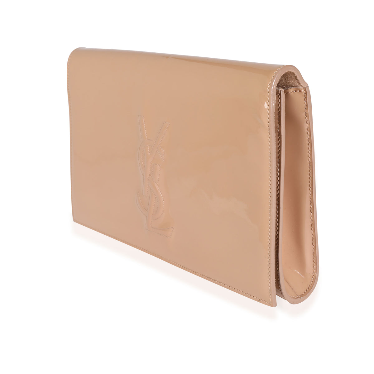 Saint Laurent YSL Belle de Jour Large Metallic Gold Leather Clutch