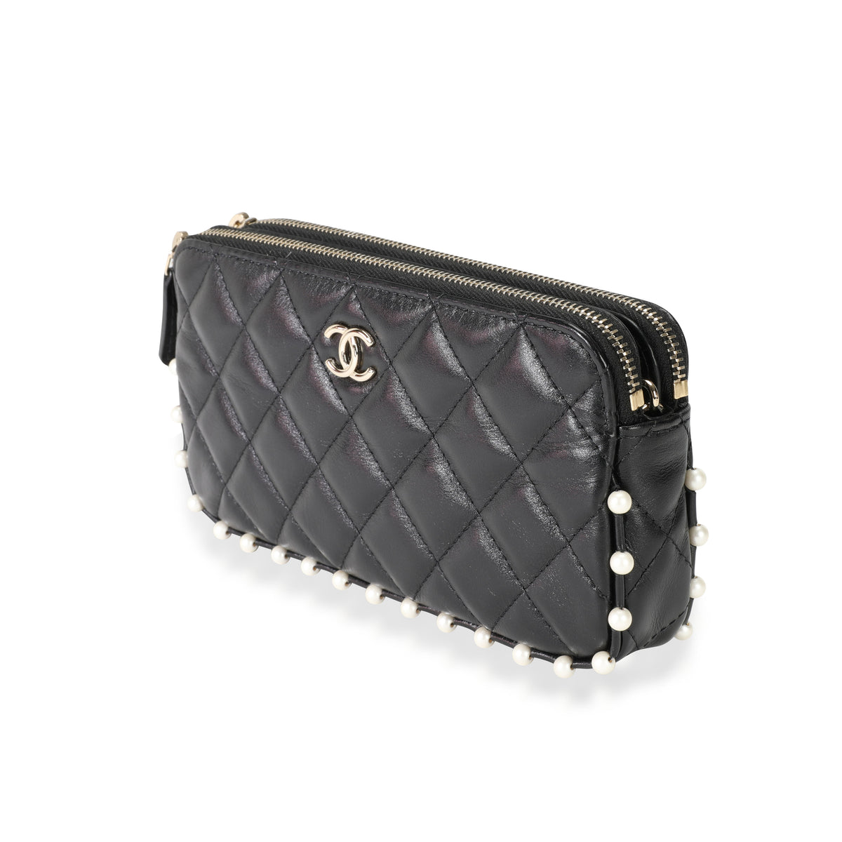 Chanel Pearl Samba Resin Chain Square Flap Bag Quilted Lambskin Mini