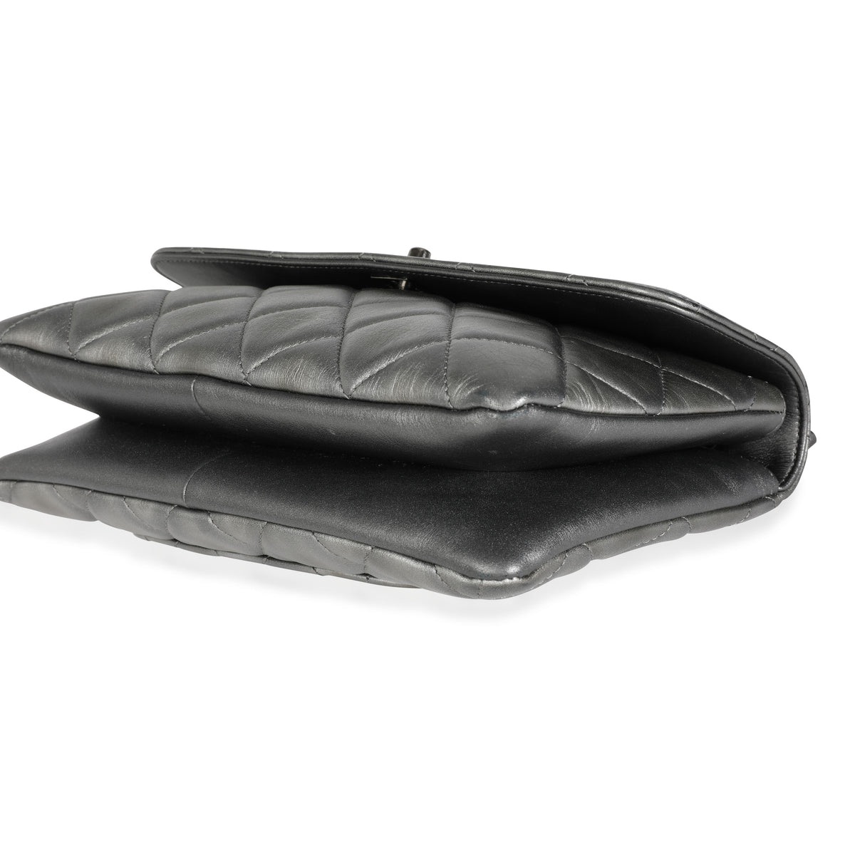 Chanel Dark Metallic Silver Quilted Lambskin Medium Trendy CC Shoulder Flap Bag