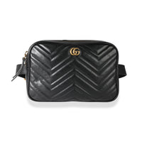 Gucci Black GG Marmont Matelassé Square Belt Bag 80