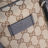 Gucci Dark Brown Leather & Monogram Canvas Boston Duffle Bag