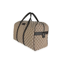 Gucci Dark Brown Leather & Monogram Canvas Boston Duffle Bag