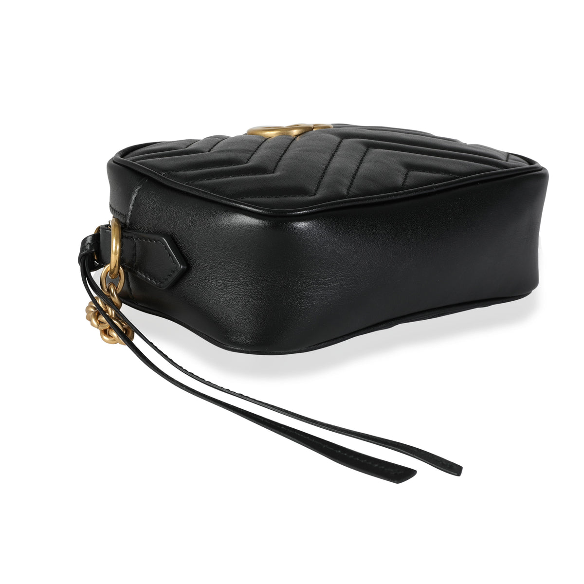 Gucci Black Matelassé Leather Small GG Marmont Shoulder Bag