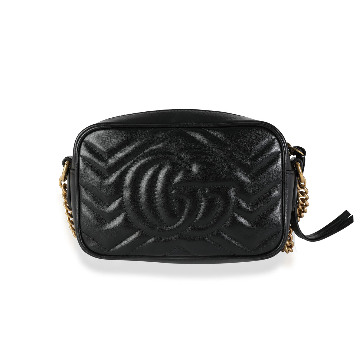 Gucci Black Matelassé Leather Small GG Marmont Shoulder Bag