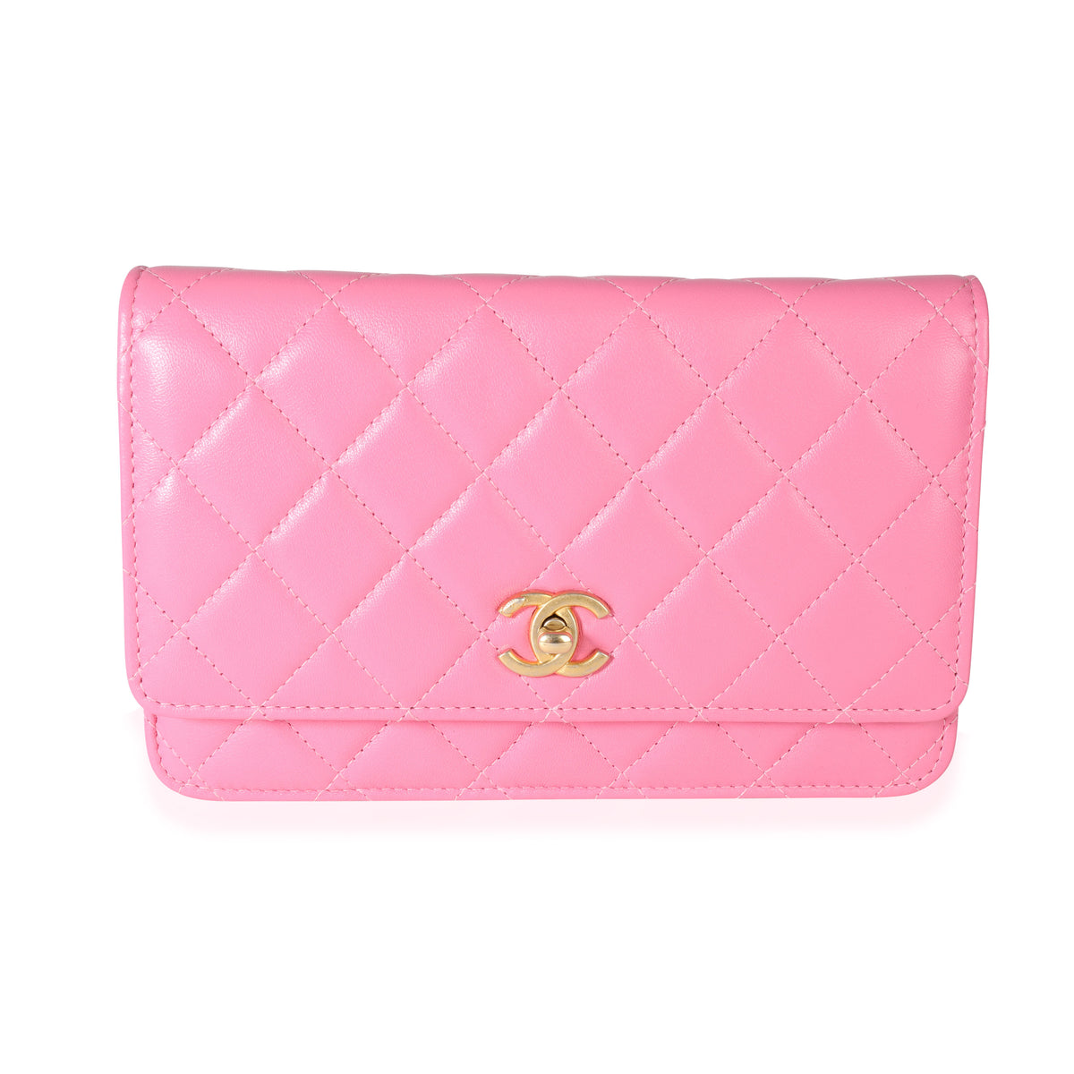 Brand New CHANEL 22B Pink Caviar GHW Beaded CC Wallet On Chain WOC
