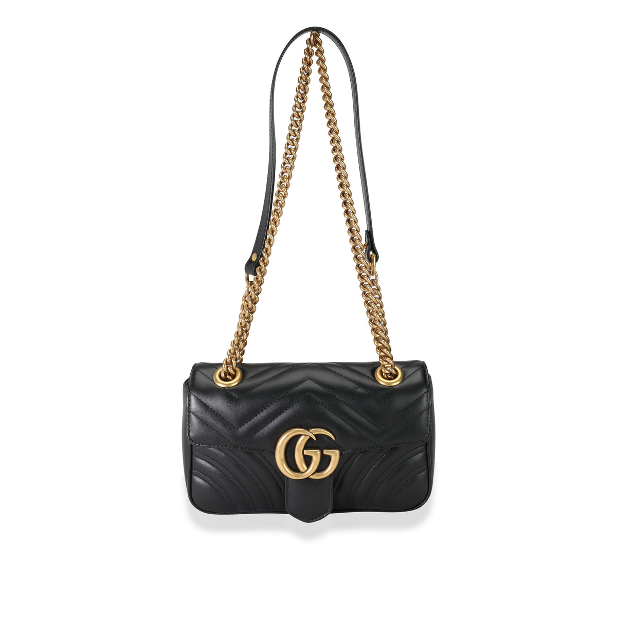 Gucci Black Matelassé Leather GG Marmont Mini Bag