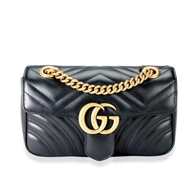 Gucci Black Matelassé Leather GG Marmont Mini Bag