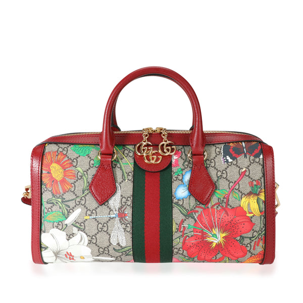 GUCCI Mini Blooms GG Supreme Canvas Top Handle Crossbody Bag Red 54631