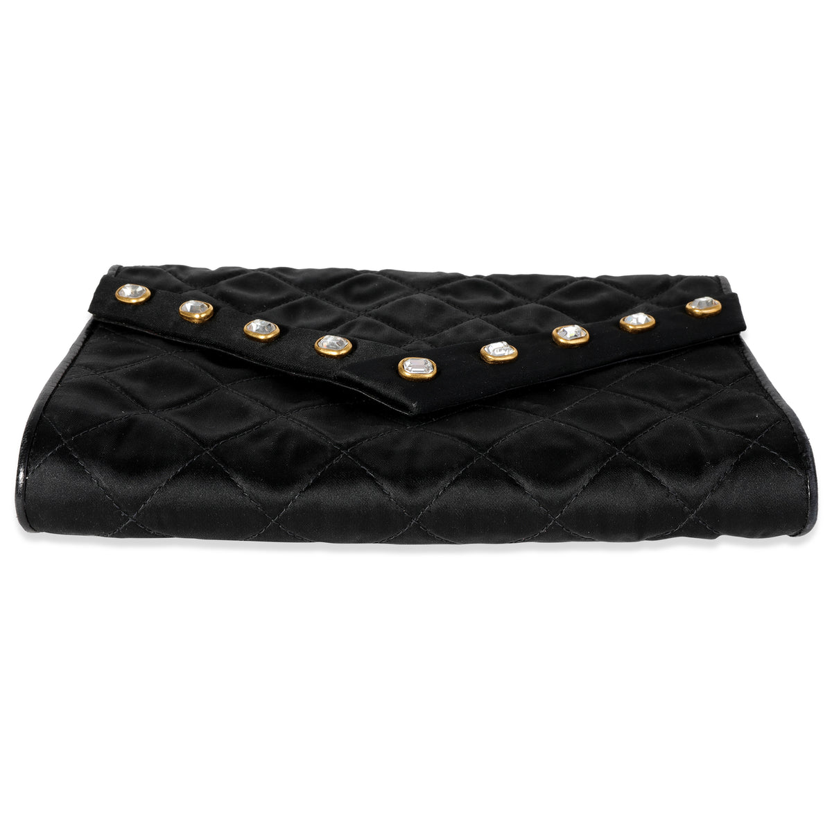 Chanel Vintage Black Quilted Satin Embellished Evening Bag