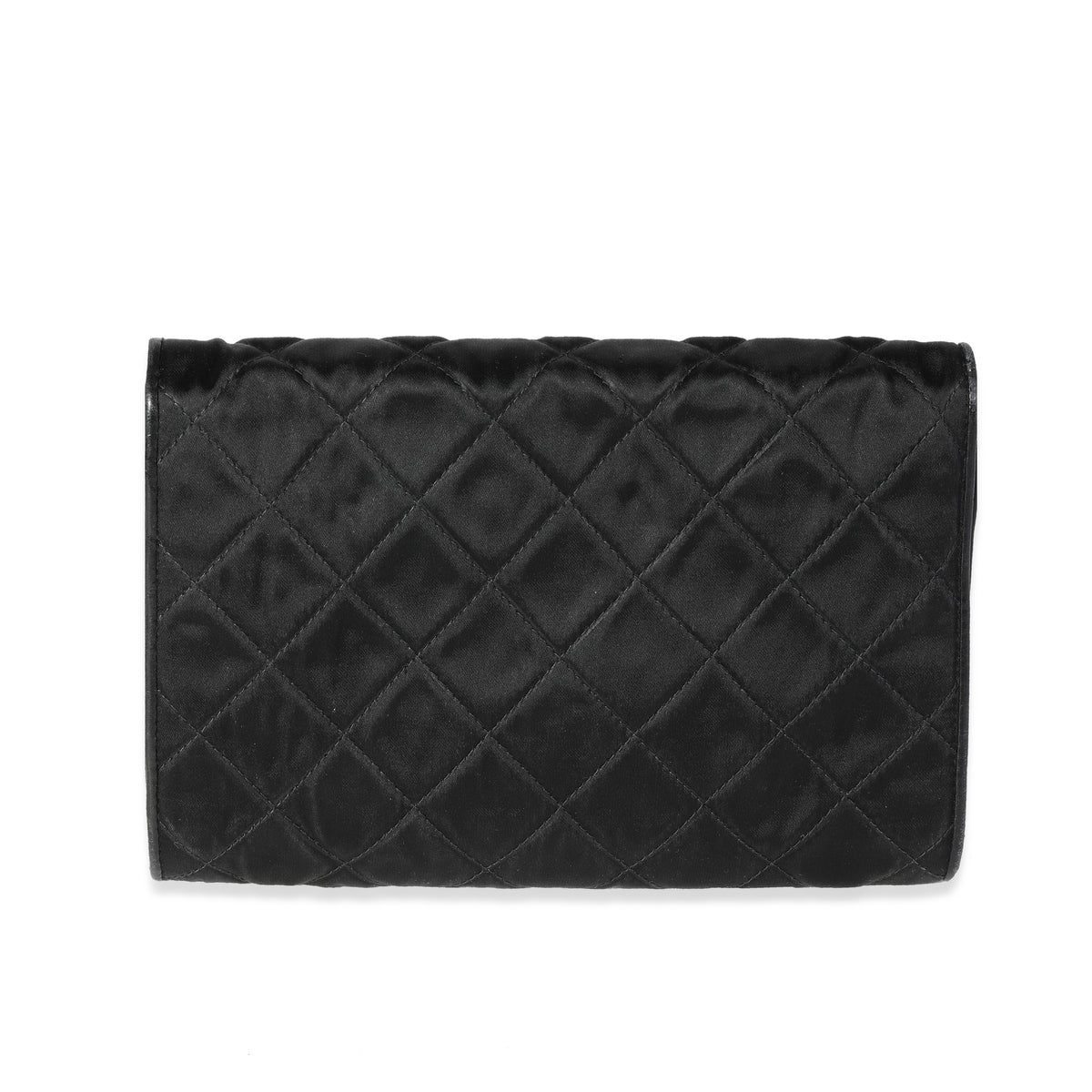 Chanel Vintage Black Quilted Satin Embellished Evening Bag