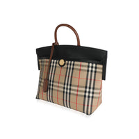 Burberry Vintage Check Canvas & Leather Small Society Top Handle Bag