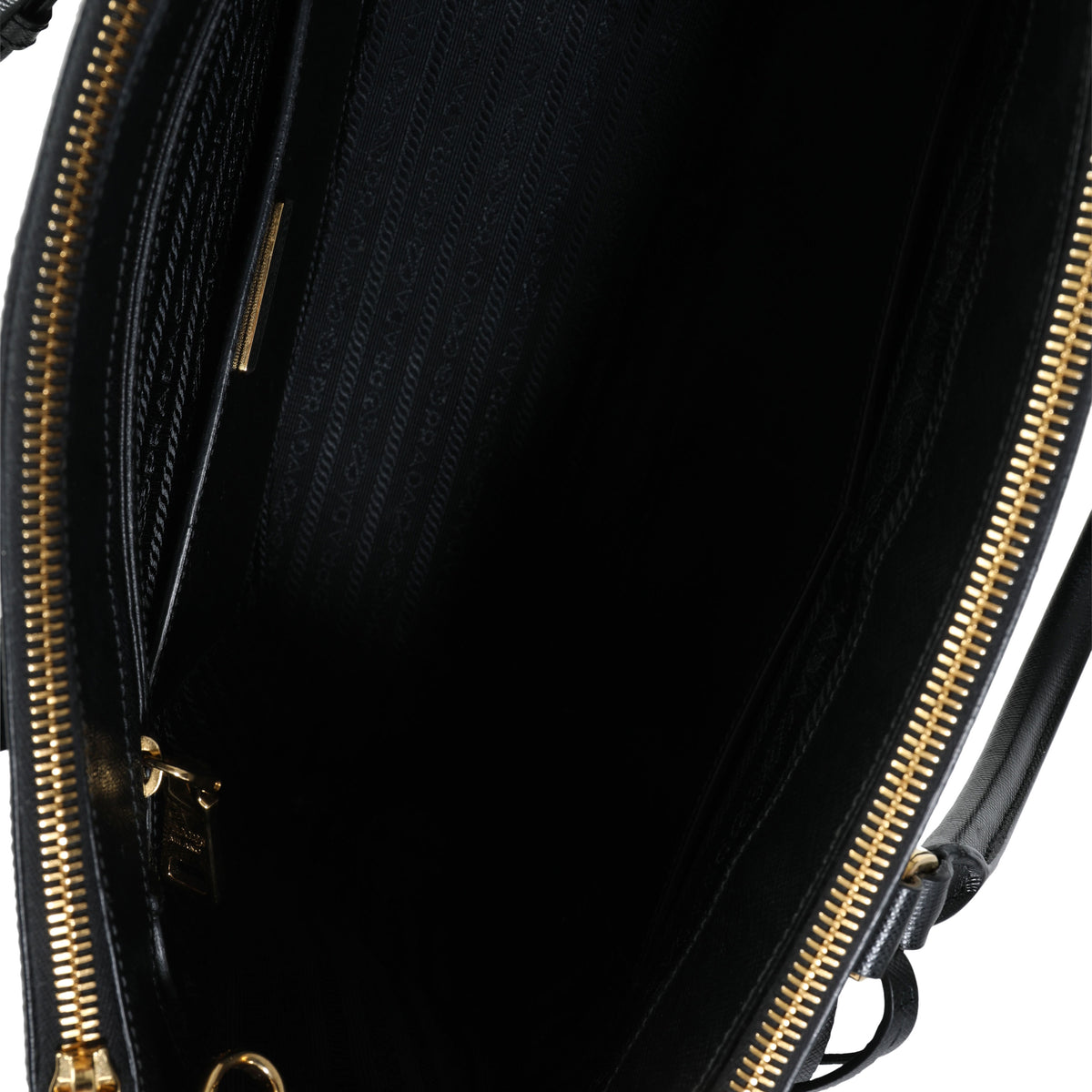 Prada Black Saffiano Leather Large Galleria Double Zip Tote