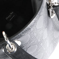 Dior Black Embossed Cannage Leather Medium Lady Dior Bag