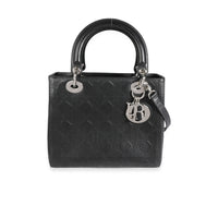 Dior Black Embossed Cannage Leather Medium Lady Dior Bag