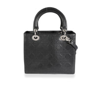 Dior Black Embossed Cannage Leather Medium Lady Dior Bag