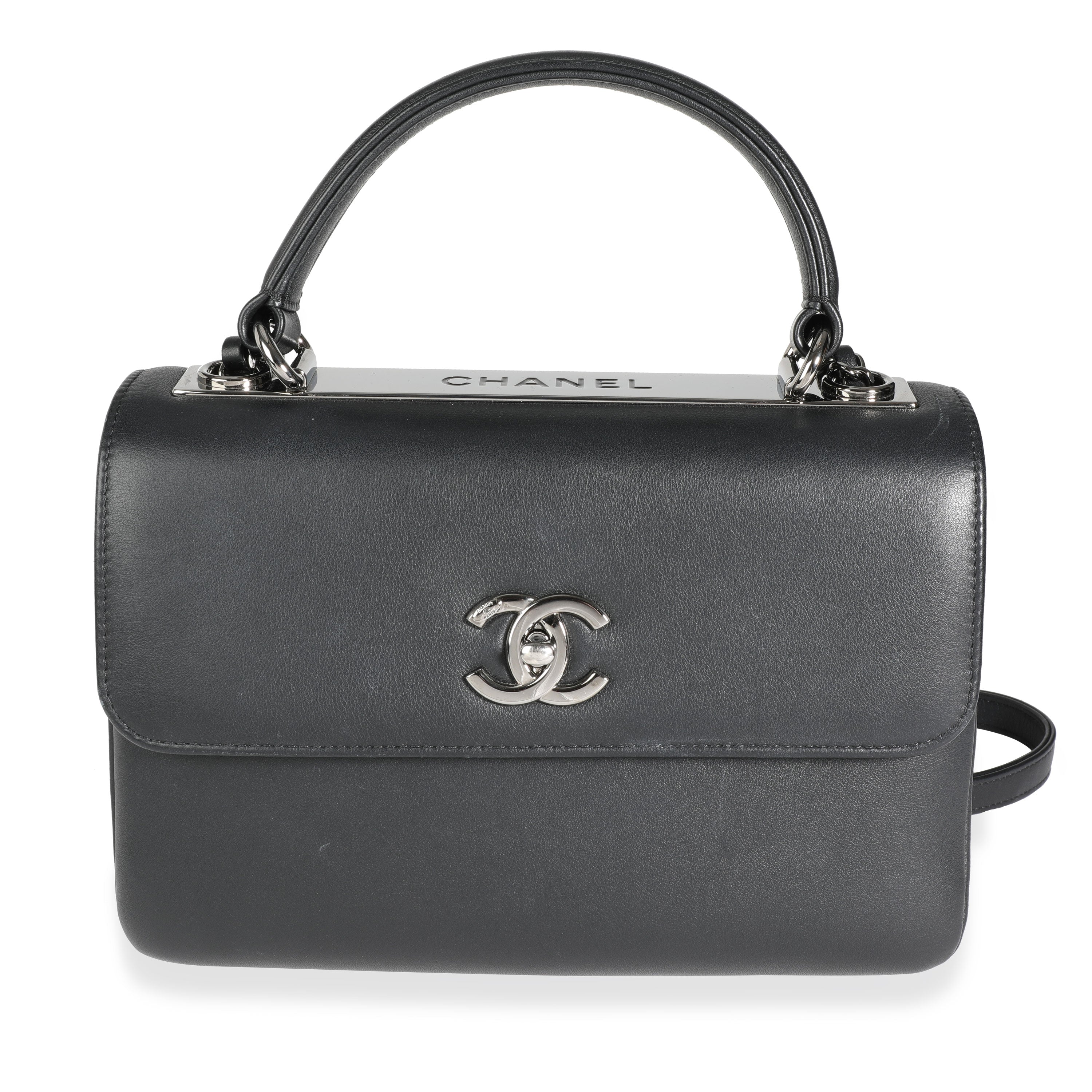 Chanel Black Smooth Calfskin Small Trendy CC Top Handle Flap