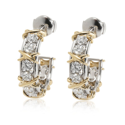 Tiffany & Co. Schlumberger Diamond Hoop Earring in 18K Yellow Gold/Platinum 1.75