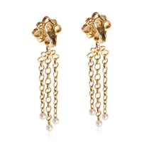 Vintage Chanel Moonstone, Diamond & Pearl Drop Earrings in 18K Yellow Gold