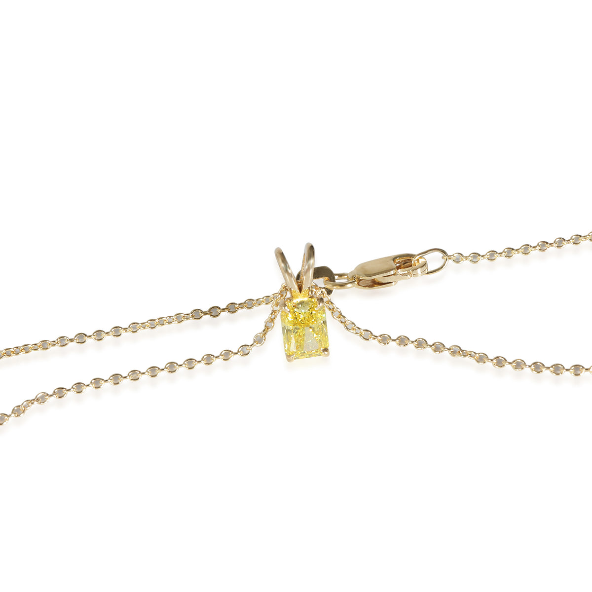 Fancy Vivid Yellow Radiant Diamond Pendant in 14K Yellow Gold VS2 0.74 CTW