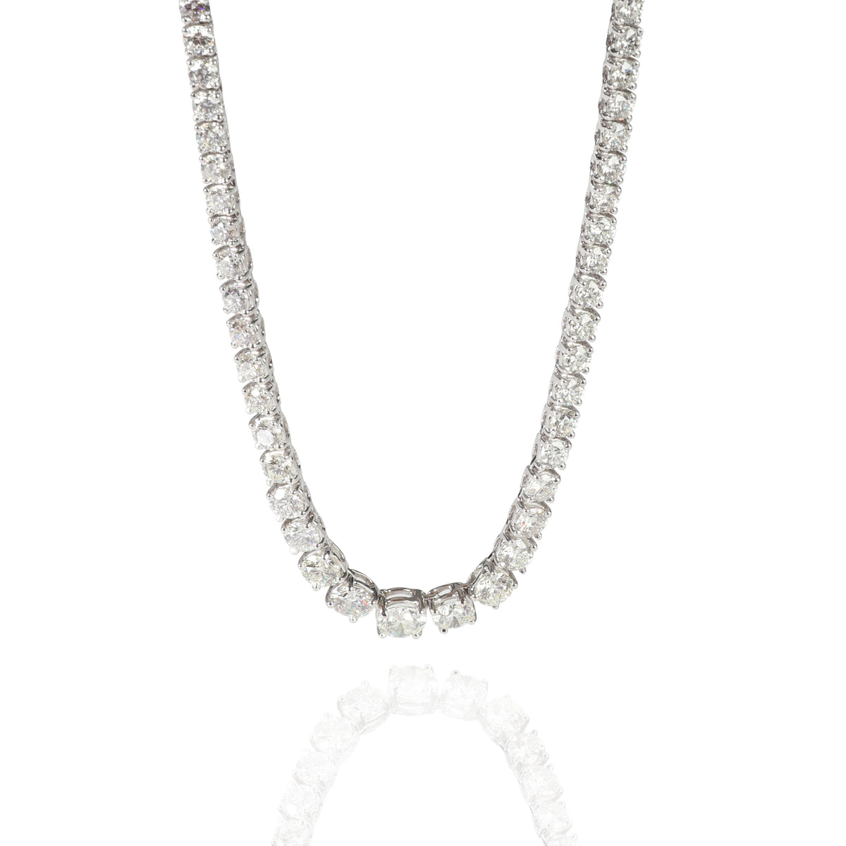 Diamond Tennis Necklace in 14K White Gold J SI1 12 CTW