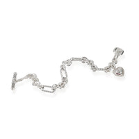 David Yurman Figaro Heart Charm Diamond Bracelet in  Sterling Silver 0.11 CTW