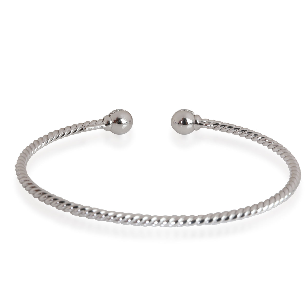 David Yurman Petite Solari Diamond Cuff in 18K White Gold 0.35 CTW