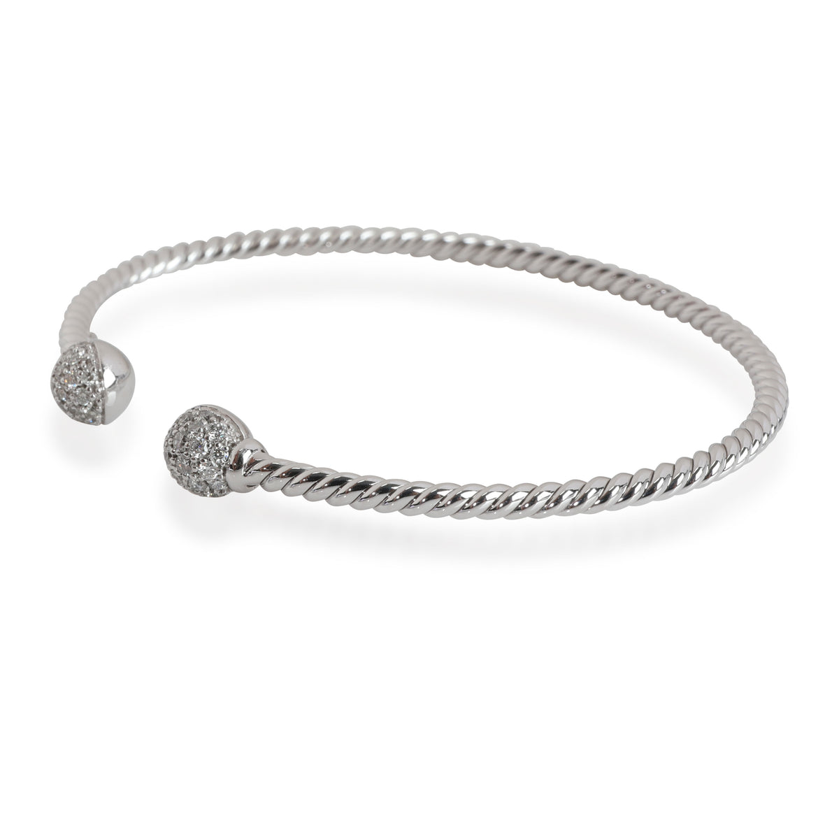 David Yurman Petite Solari Diamond Cuff in 18K White Gold 0.35 CTW