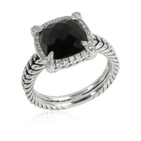 David Yurman Chatelaine Onyx Diamond Ring in Sterling Silver 0.14 ctw