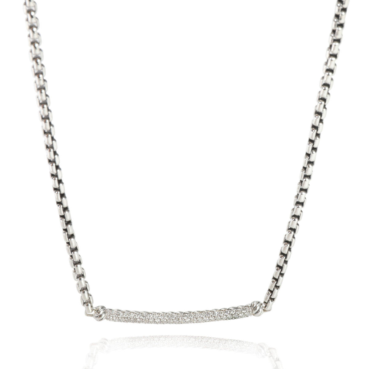 David Yurman Metro Diamond Necklace in 925 Sterling Silver 0.37 CTW