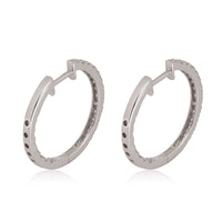 Diamond Hoop Earring in 14k White Gold 1 CTW