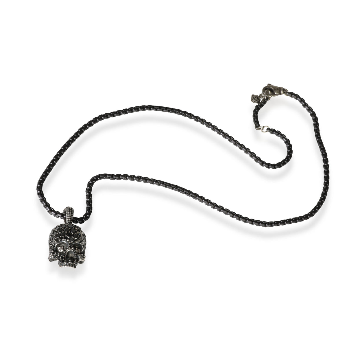 David Yurman Waves Skull Diamond Fashion Pendant in Sterling Silver 1 CTW