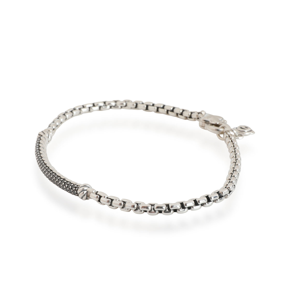 David Yurman Diamond Petite Pave Metro Bracelet in Sterling Silver 0.35 CTW