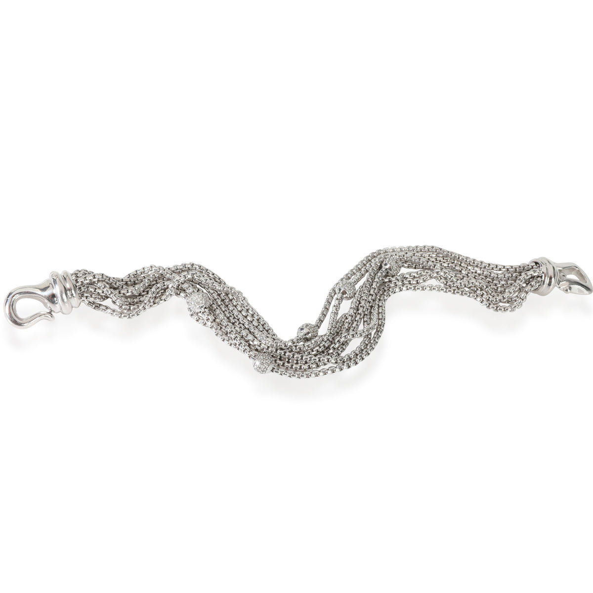 David Yurman Diamond 8 Chain Bracelet in  Sterling Silver 0.49 CTW