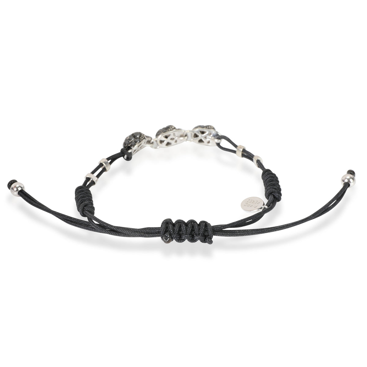 Pippo Perez Black & White Diamond Skull Bracelet in 18kt White Gold 1.25 CTW