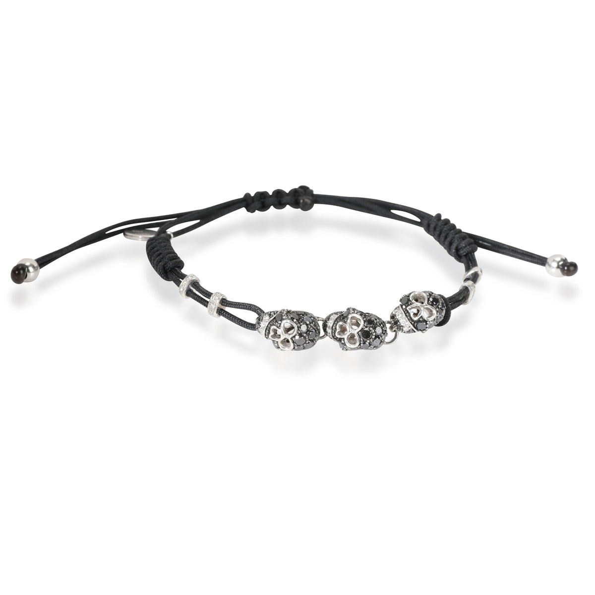 Pippo Perez Black & White Diamond Skull Bracelet in 18kt White Gold 1.25 CTW