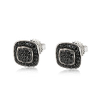 David Yurman Albion Black Diamond Earrings in Sterling Silver 0.37 CTW