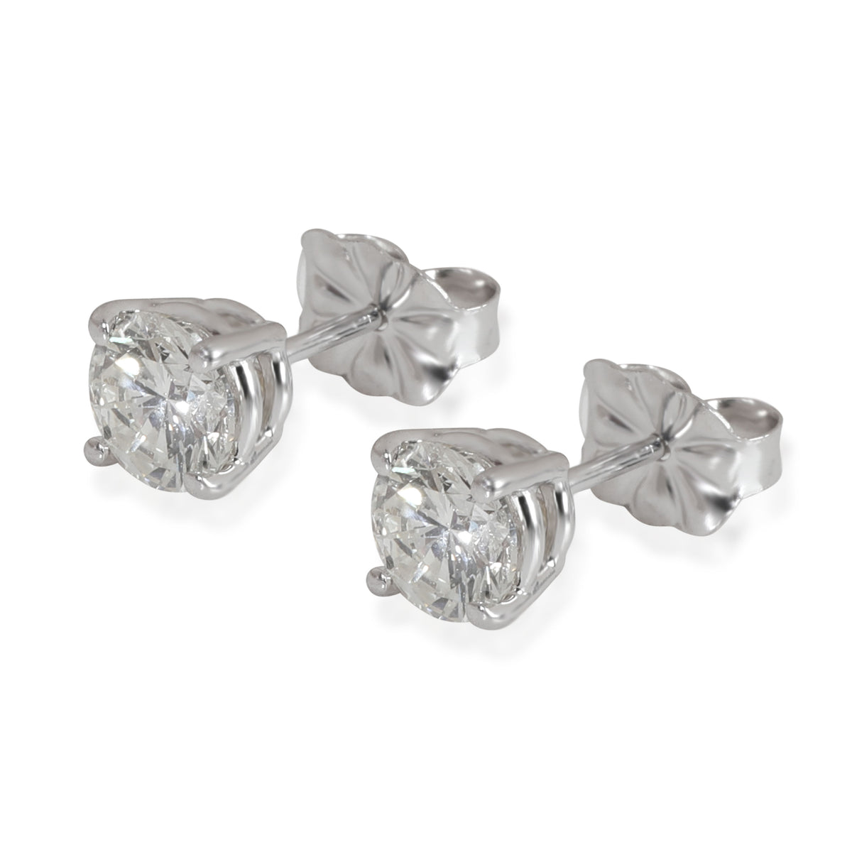 Four Prong Diamond Stud Earring in 14k White Gold 1 CTW