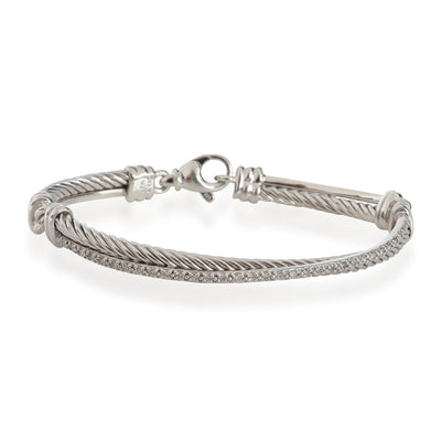 David Yurman Crossover Diamond Bangle in Sterling Silver 0.75 CTW