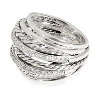 David Yurman Crossover Diamond Cable Ring in  Sterling Silver 0.67 CTW