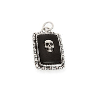 Black Tag with  Skull Pendant in  Sterling Silver