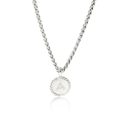 David Yurman Diamond Initial A Charm Necklace in Sterling Silver 0.11 CTW