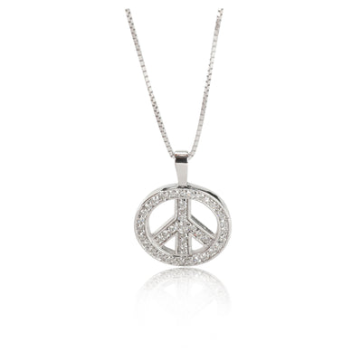 Diamond Peace Symbol Pendant in 14kt White Gold 0.4 CTW