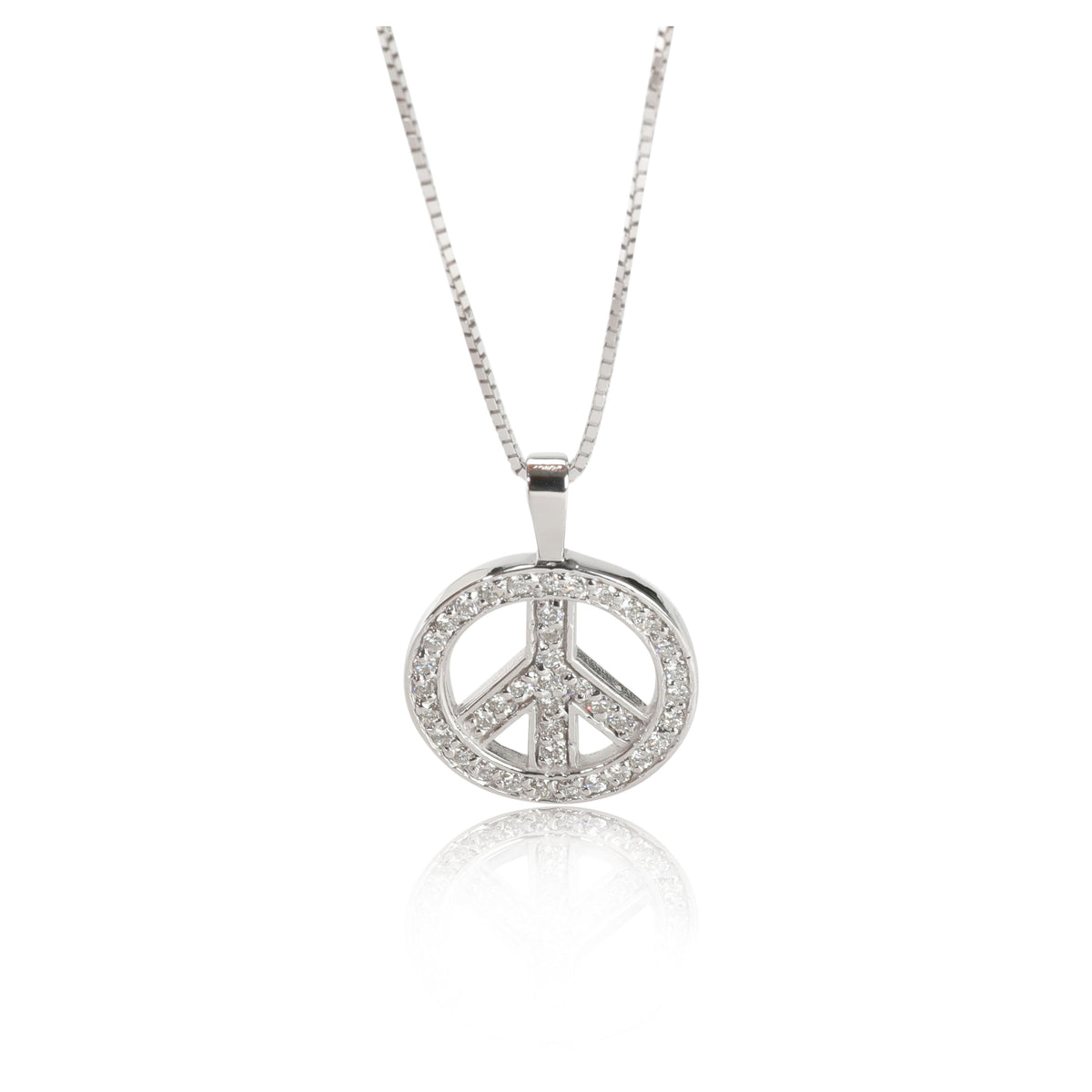 Diamond Peace Symbol Pendant in 14kt White Gold 0.4 CTW