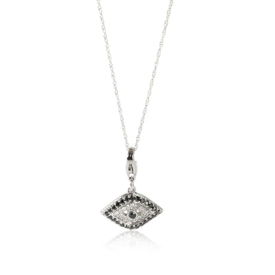 Black and White Diamond Evil Eye Pendant in 14kt White Gold 0.3 CTW