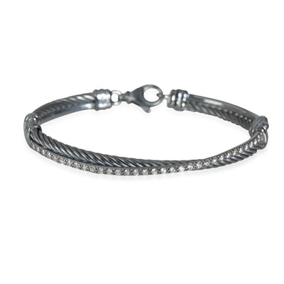 David Yurman Crossover Diamond Bracelet in Sterling Silver 0.43 CTW