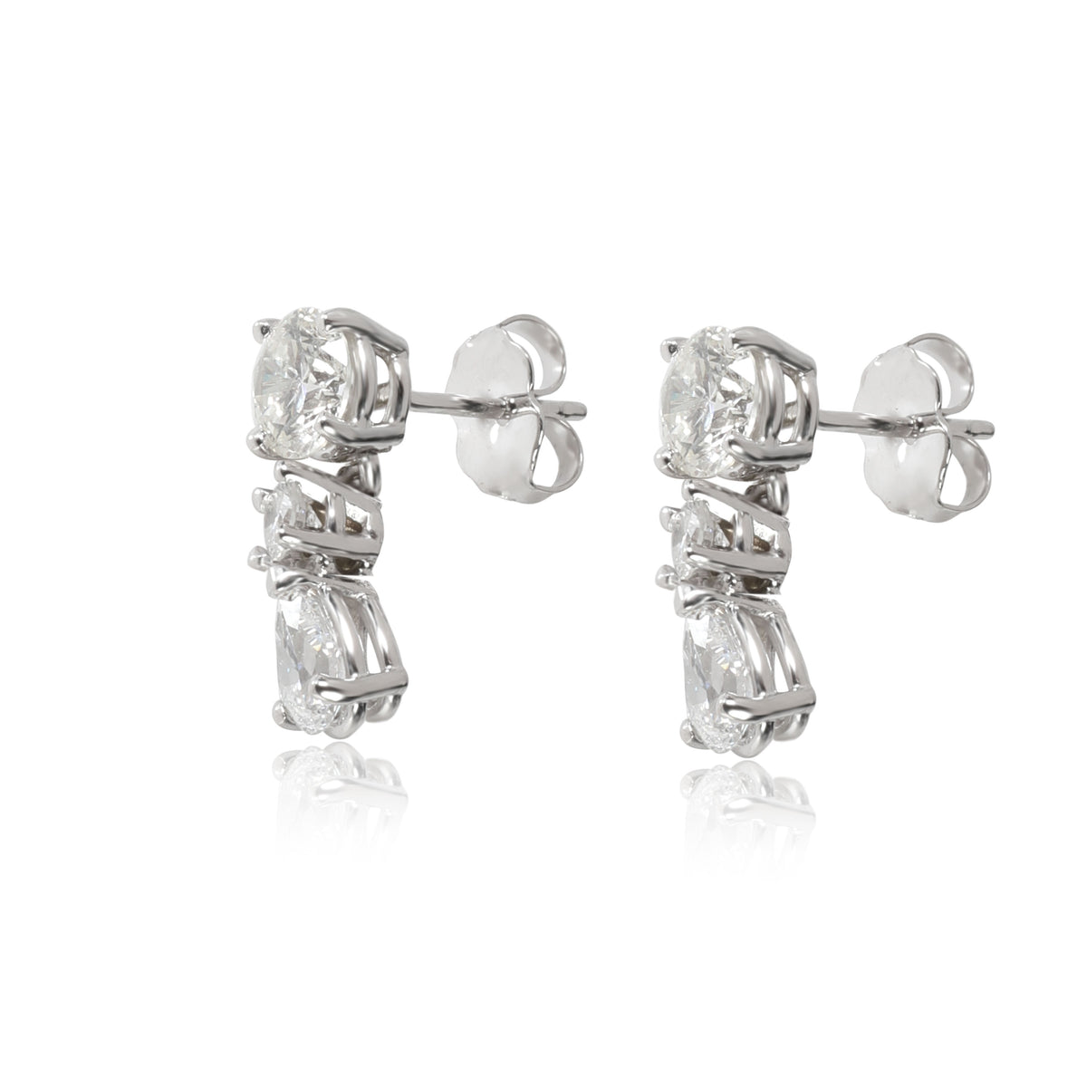 Diamond Multi Shape Drop Earrings in 14kt White Gold 1 5/8 CTW