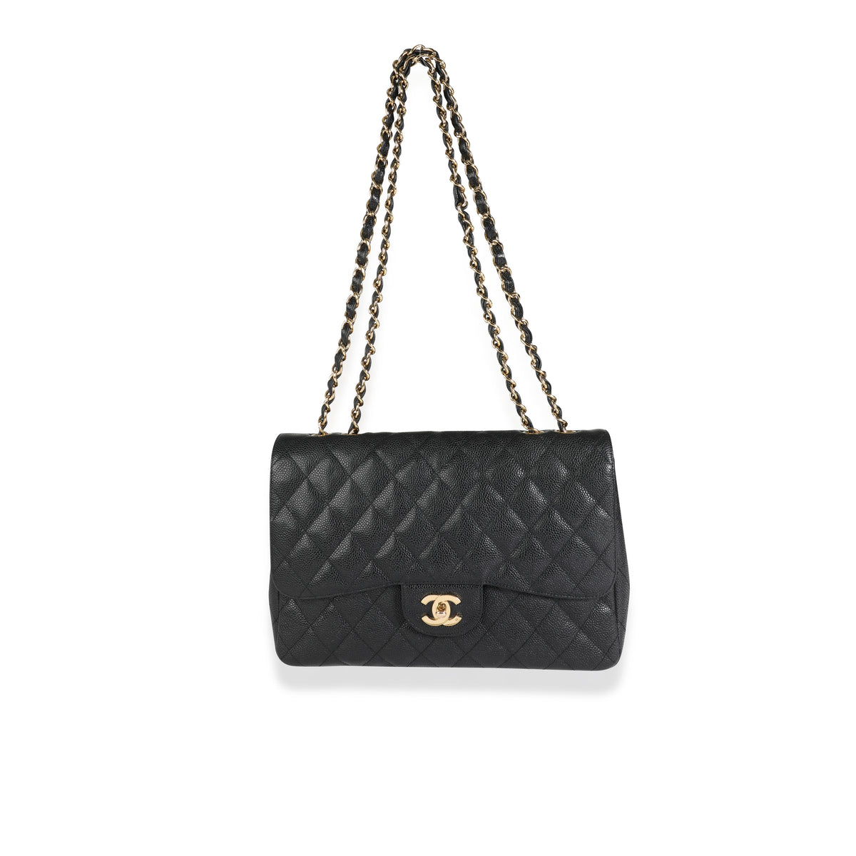 Chanel Black Quilted Caviar Jumbo Classic Single Flap Bag